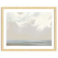 Abstract muted sea and clouds oil painting