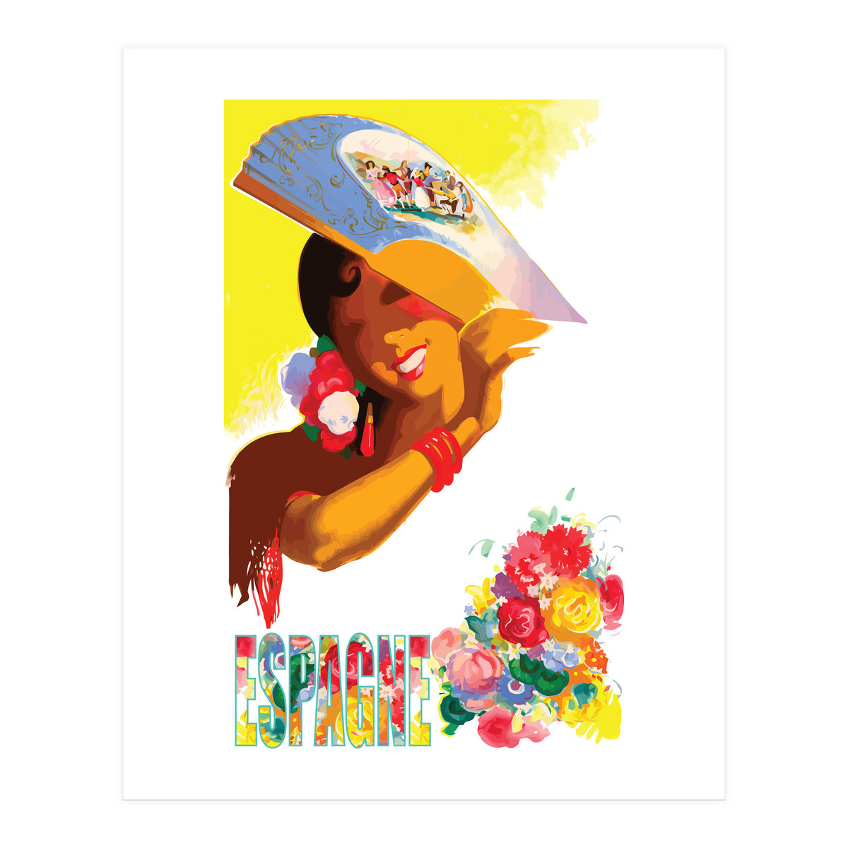 Spain, Woman With a Fan (Print Only)