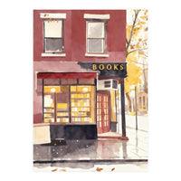 Cozy Bookshop, Autumn Book Shop Street Art, LibraryBook Store (Print Only)