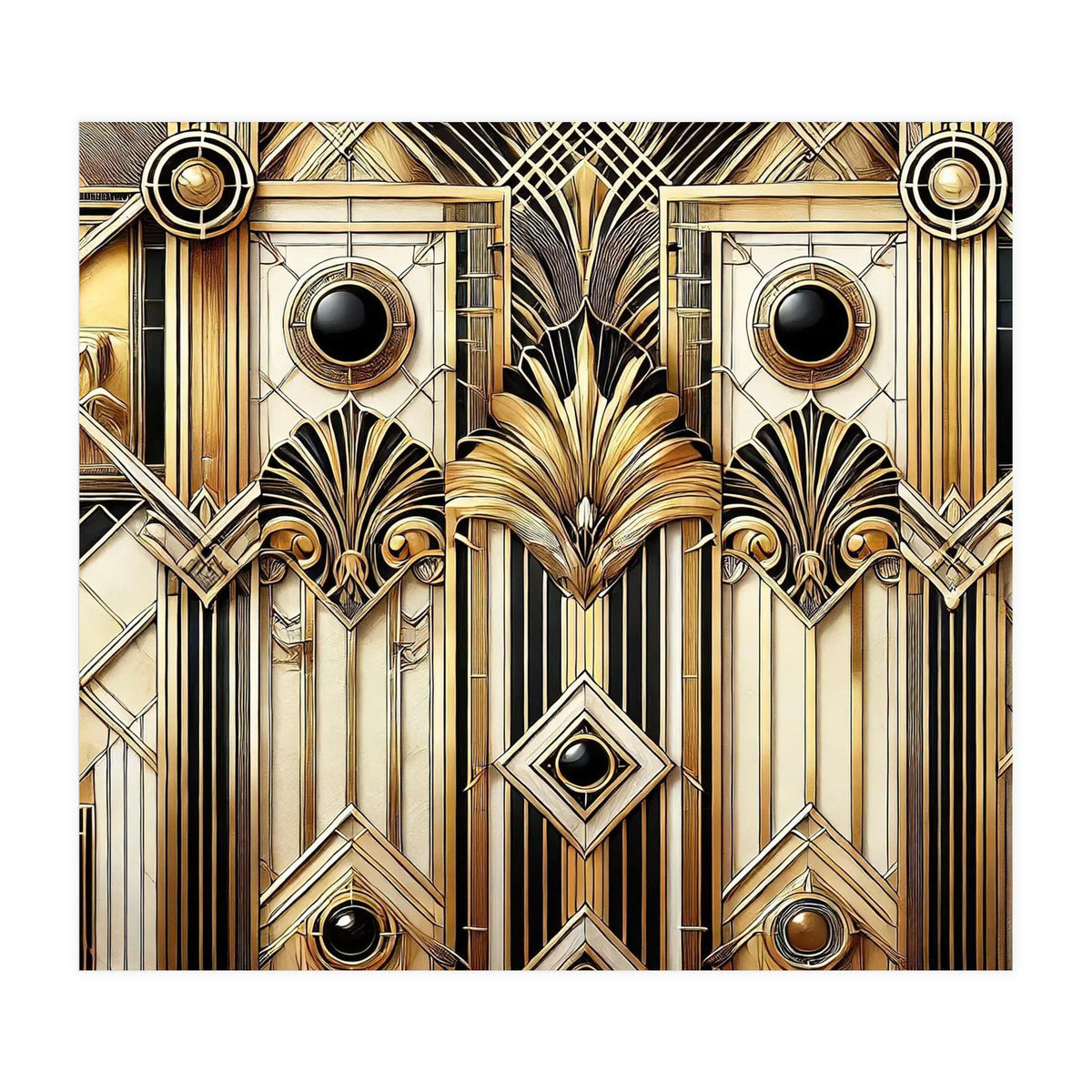 Art Deco Gold Geometric Pattern (Print Only)