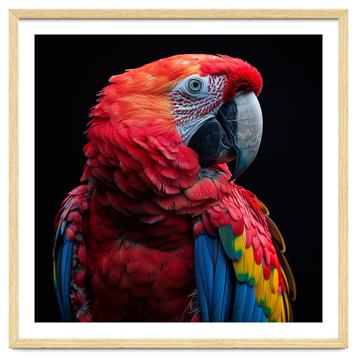 Scarlet Macaw Parrot Close Up Portrait