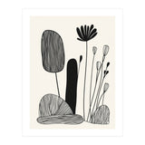 Abstract Black And White Botanical Illustration With Organic Shapes (Print Only) thumbnail