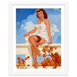 Beautiful Pinup Girl Posing On A Fence thumbnail
