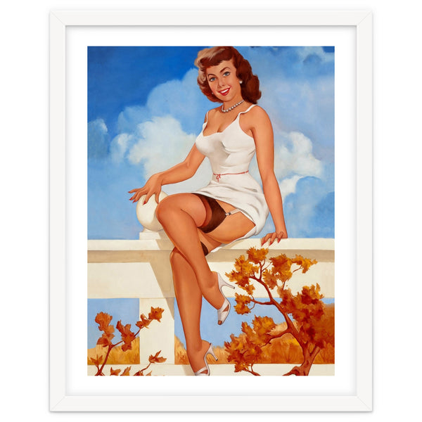 Beautiful Pinup Girl Posing On A Fence
