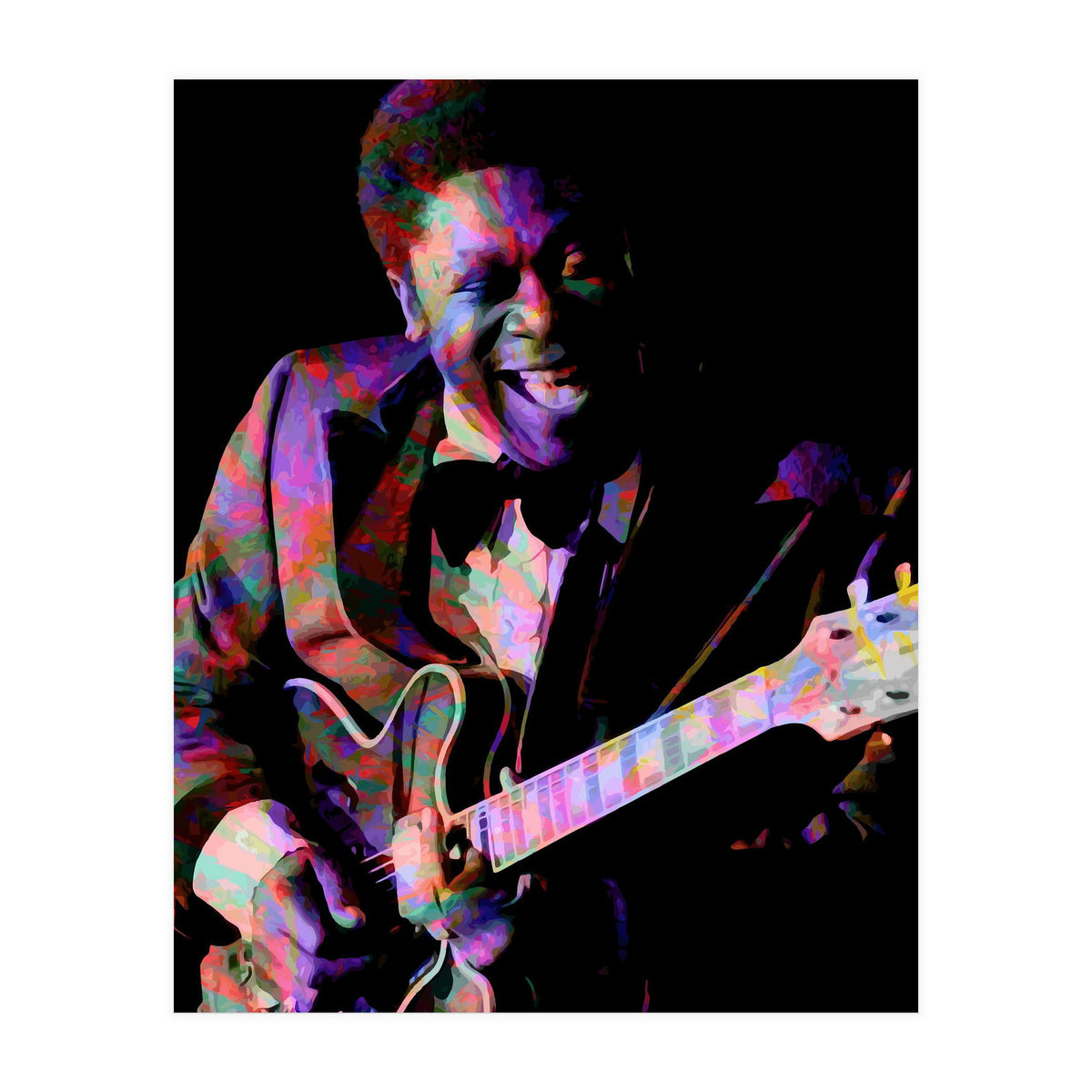 BB King. King Blues Guitarist. Blues Musician Legend Colorful (Print Only)