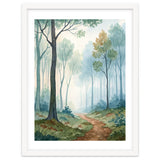 Ethereal Misty Forest Watercolor Art Print thumbnail