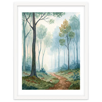 Ethereal Misty Forest Watercolor Art Print