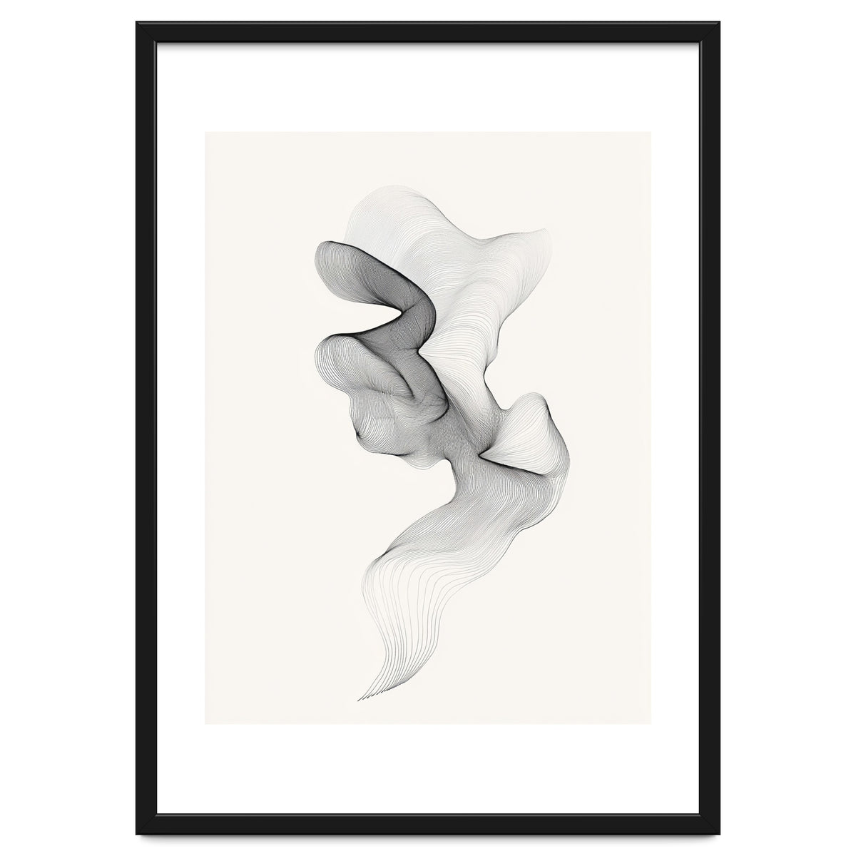 Abstract Black And White Swirling Lines Flowing Form