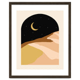 Desert Nights, Modern Bohemian Travel Sand Dunes, Eclectic Moon Stars Vintage Arc, Pastel Building Nature Landscape thumbnail