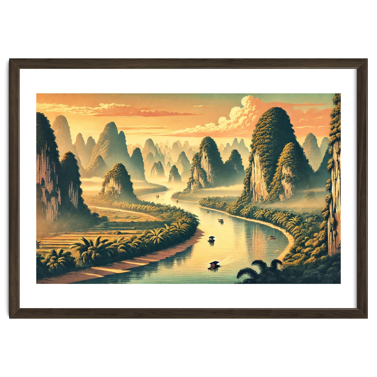 Vintage China, Guilin Karst Mountains Poster