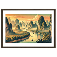 Vintage China, Guilin Karst Mountains Poster