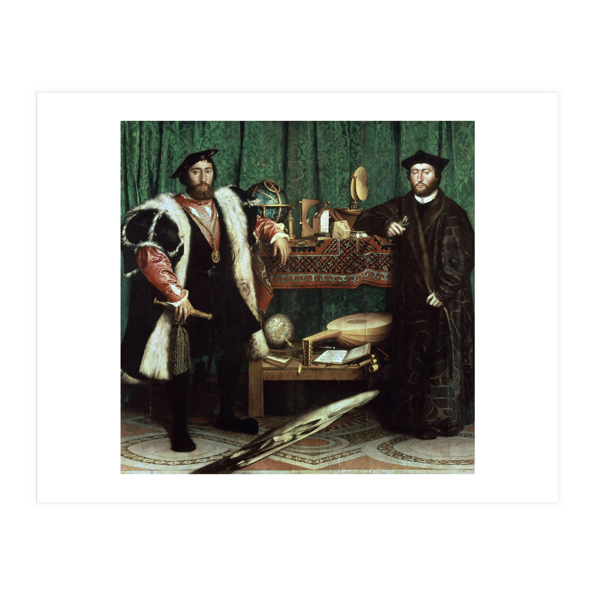 Germany school. The Ambassadors (with anamorphosis in the lower part of the painting). 1533. Oil ... (Print Only)