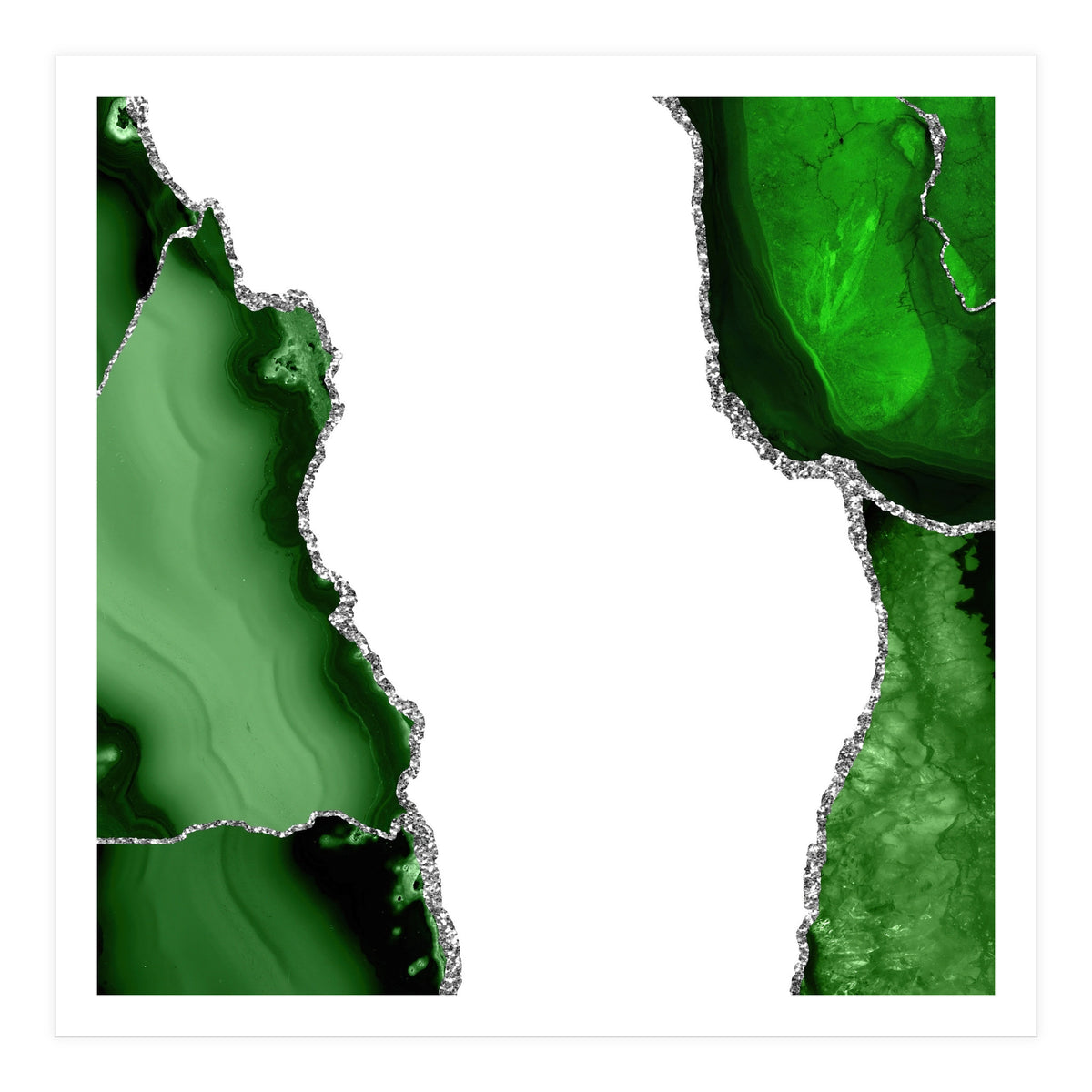 Green & Silver Agate Texture 15  (Print Only)