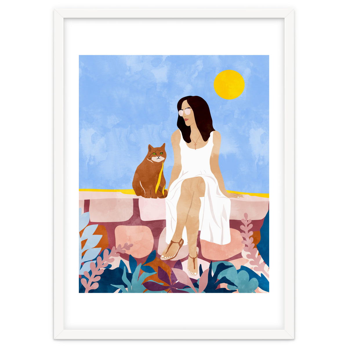 Butterscotch, Cats Pets Cat Mom Watercolor Painting, Pet Parent Animals Quirky Bohemian