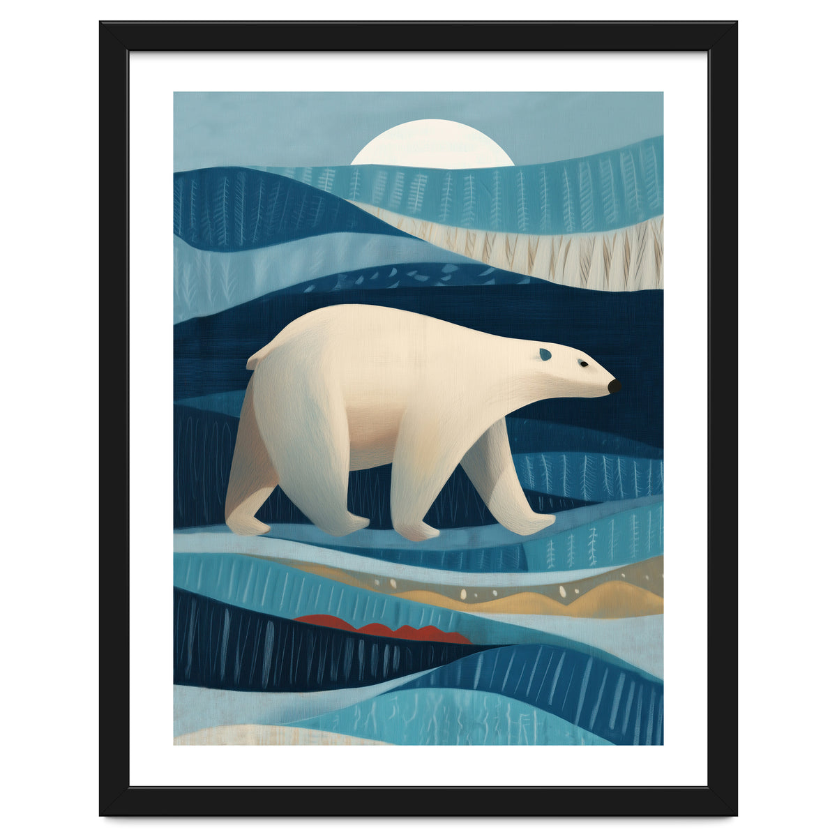 Polar Bear In The Blue Arctic