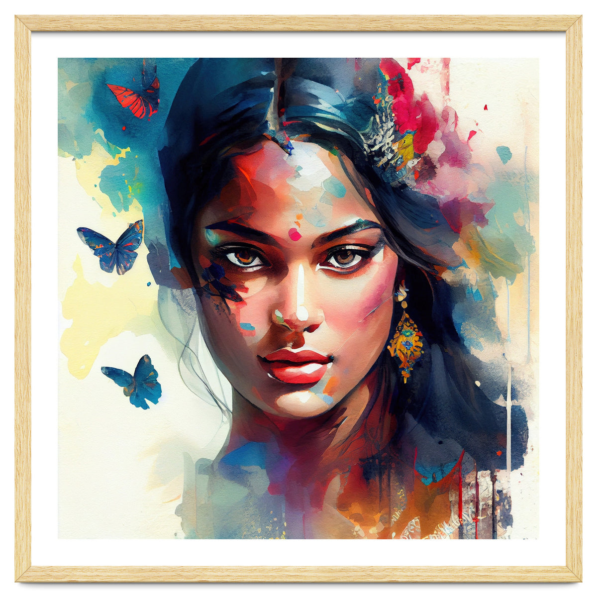 Azure Butterflies Hindu Portrait