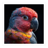 Close Up Parrot Face Red Blue Yellow Plumage (Print Only)