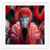 Close Up Flamingo Head With Bright Red Feathers thumbnail