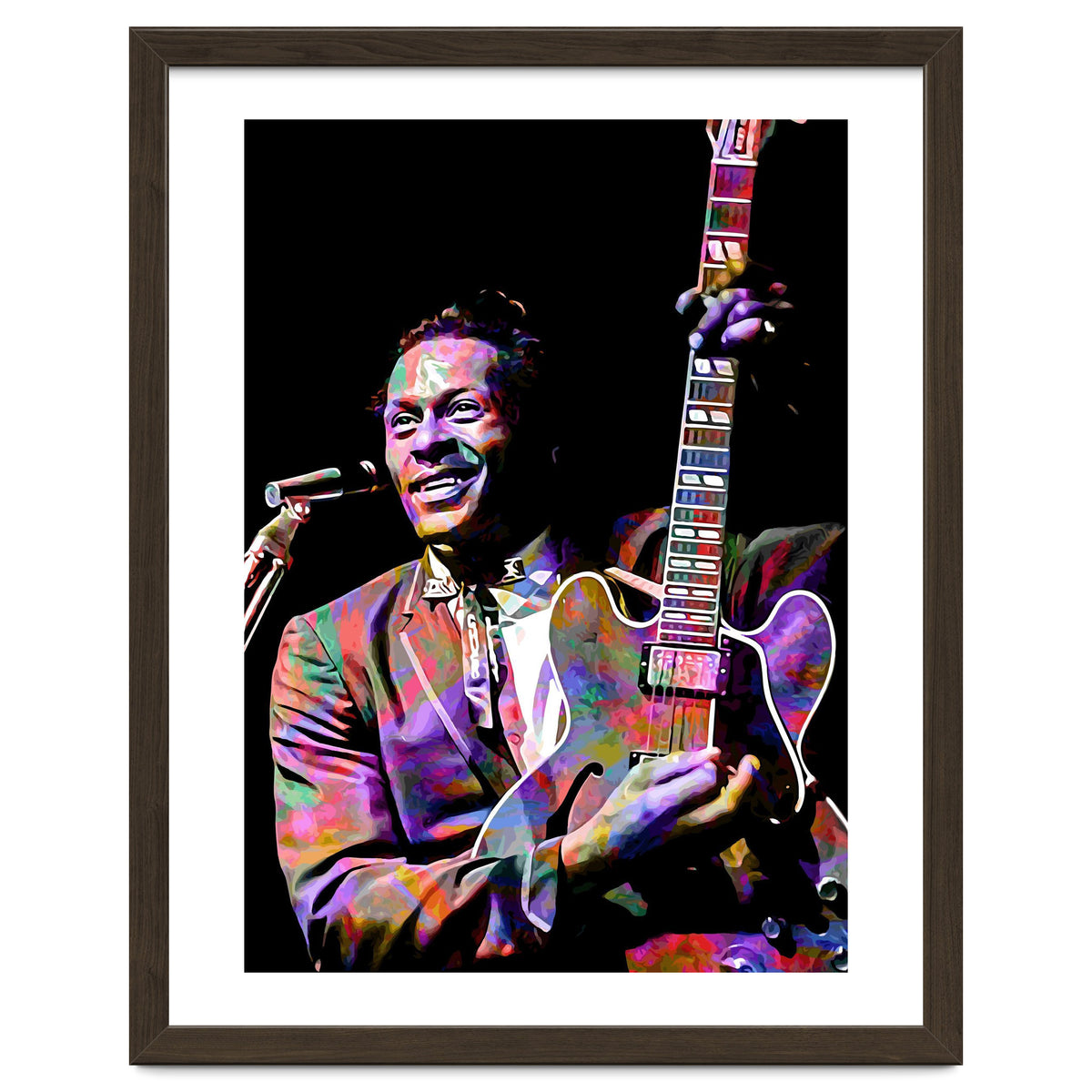 Chuck Berry Rock and Roll Guitarist Colorful