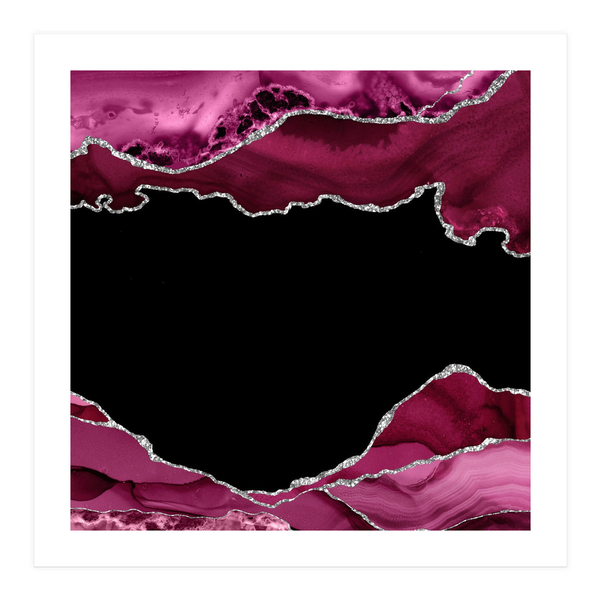 Burgundy & Silver Agate Texture 04 (Print Only)