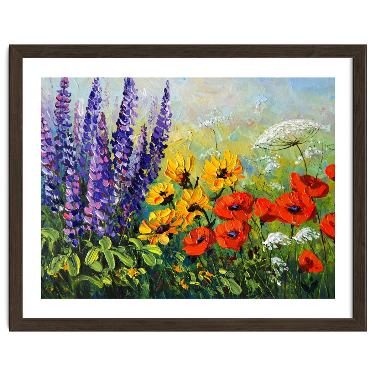 Radiant Summer Wildflower Meadow Oil Painting