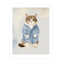 Sir James fluffy Tom cat in his blue pajamas oils (Print Only)