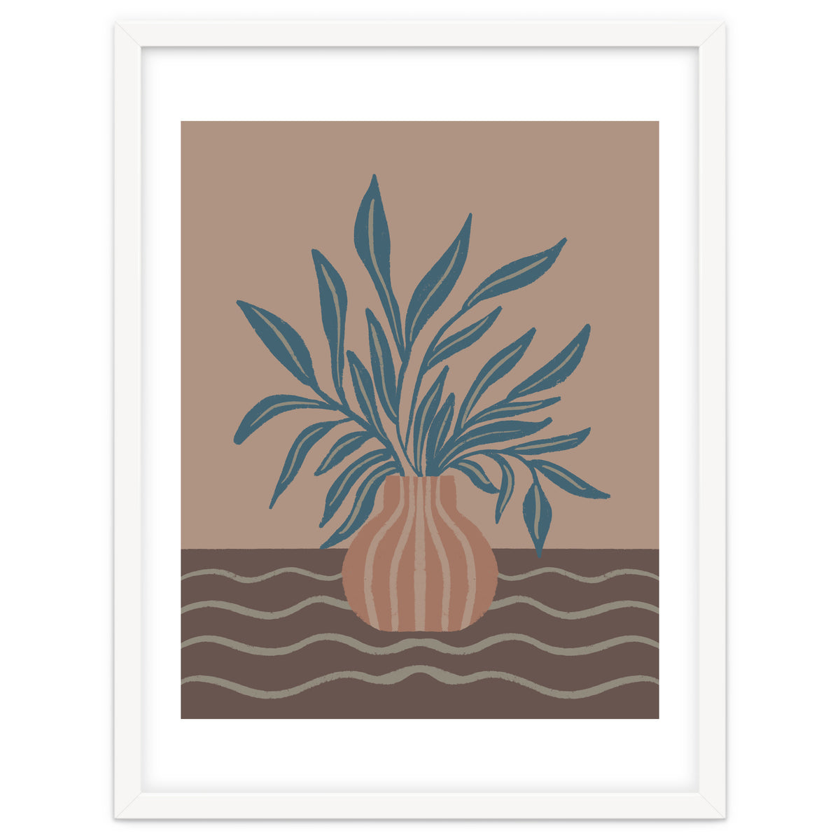 Modern Vase with Tropical Leaves