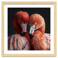 Close Up Of Two Flamingos Nuzzling Together
