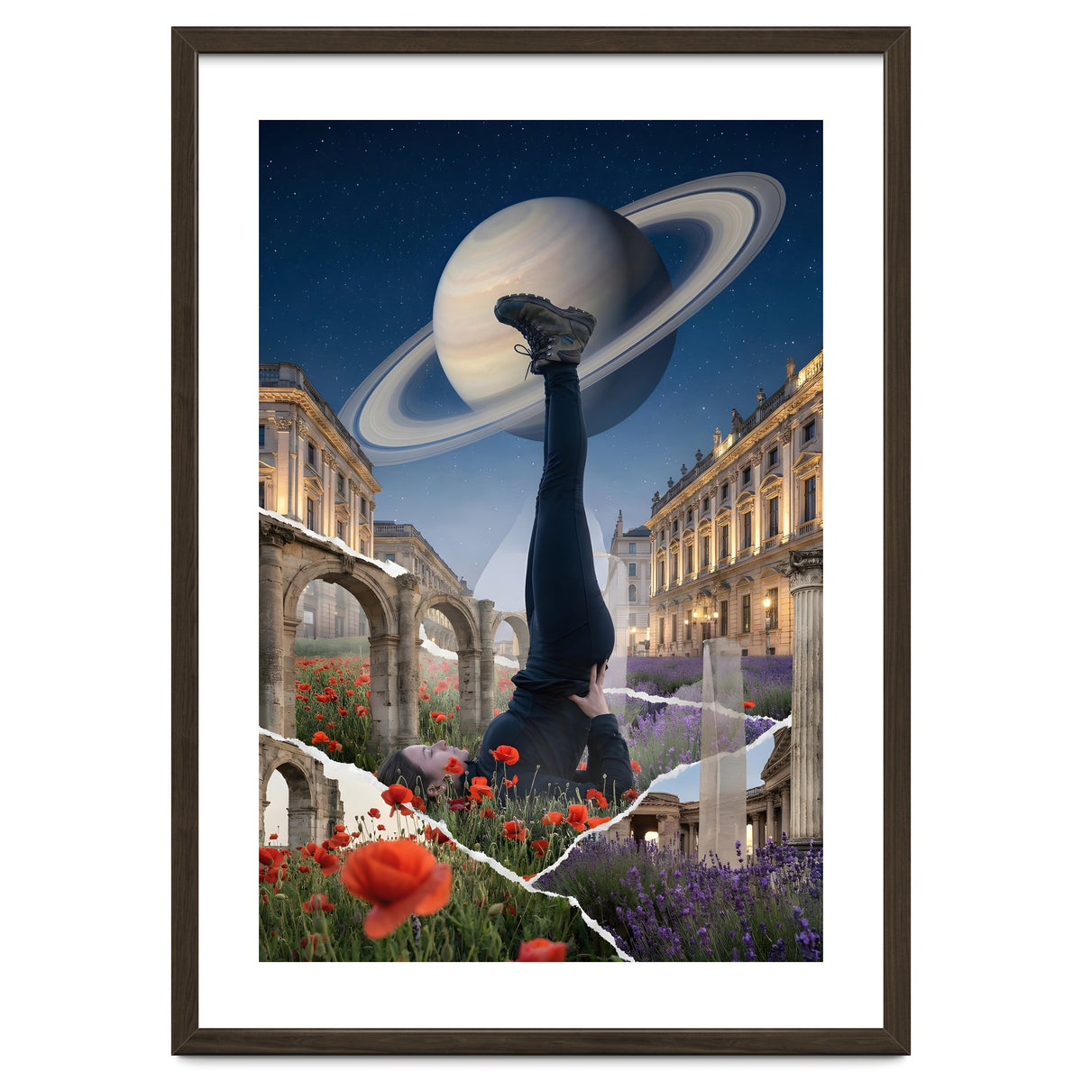 Cosmic Balance: Surreal Yoga in Ancient Dreamscapes