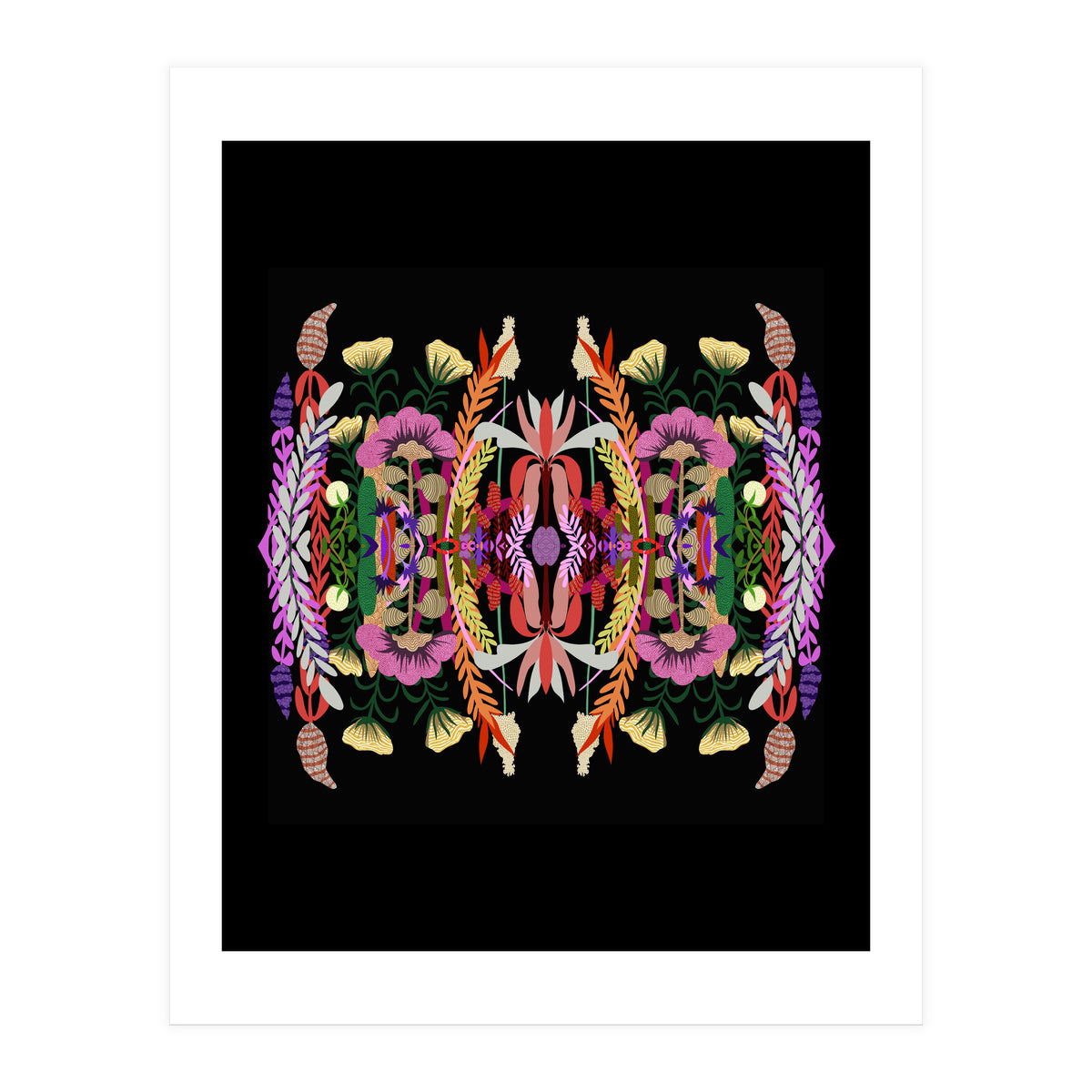 The Butterfly Effect Series 01, Paint Blot Mirror Colorful, Symmetrical Graphic, Eclectic Mandala (Print Only)