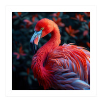 Vibrant Flamingo Bird Profile Majestic Pose (Print Only)