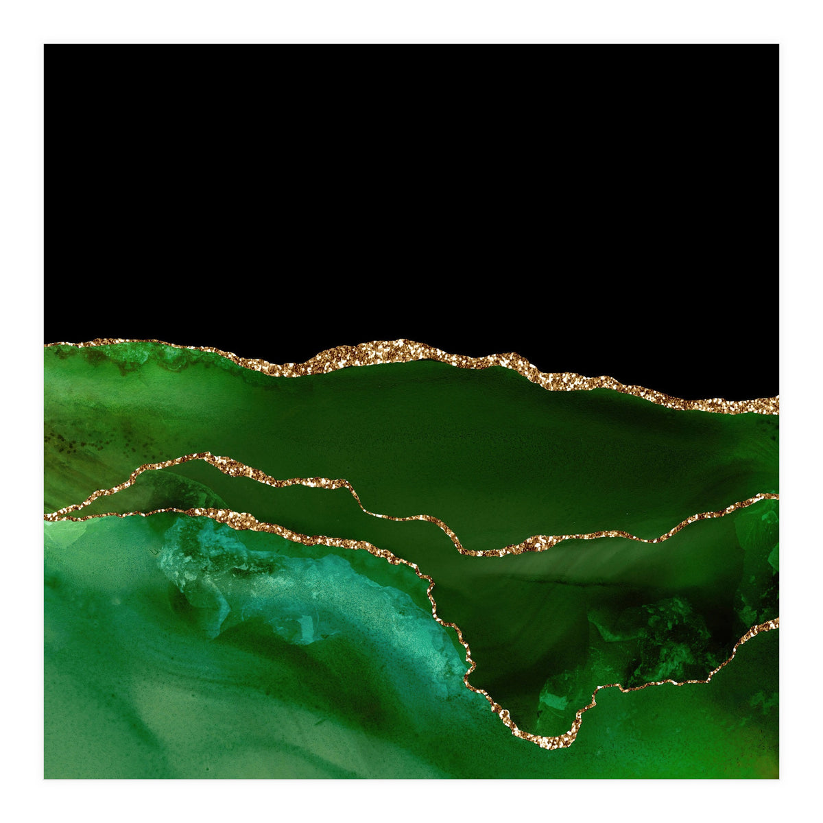 Green & Gold Agate Texture 07  (Print Only)