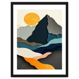 Minimalist Layered Mountain Landscape with Golden Sun thumbnail