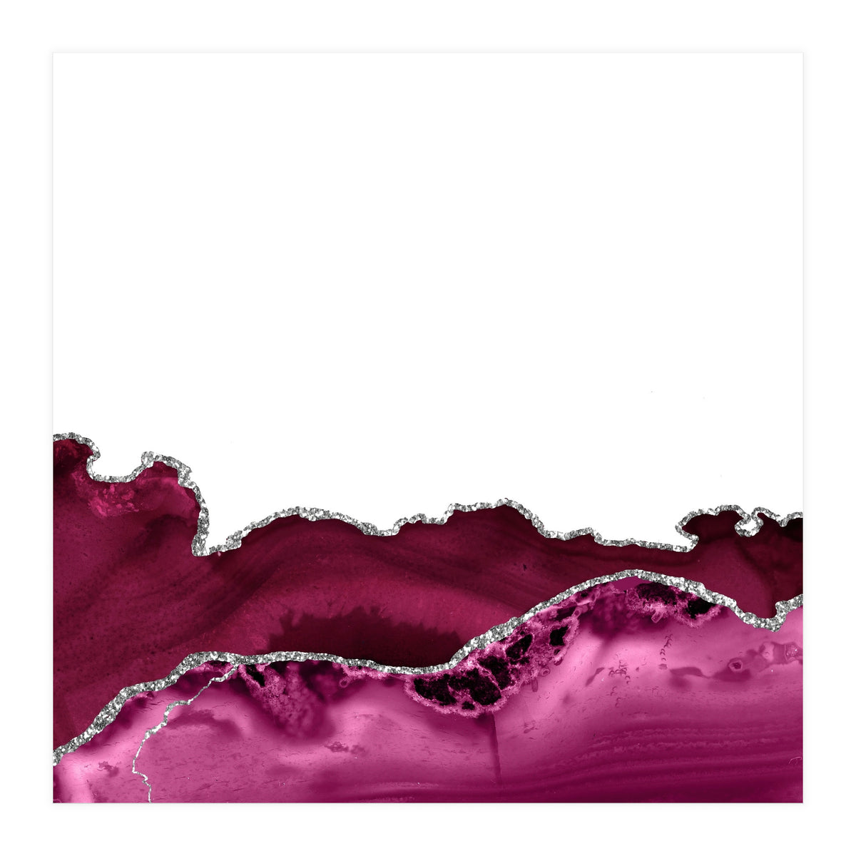 Burgundy & Silver Agate Texture 16  (Print Only)