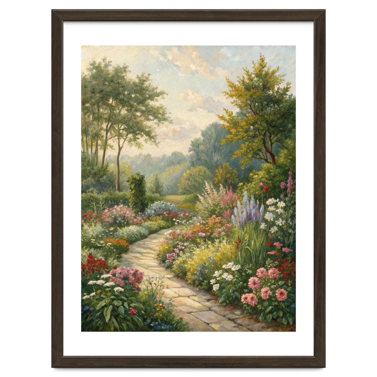 Enchanted English Cottage Garden Oil Painting