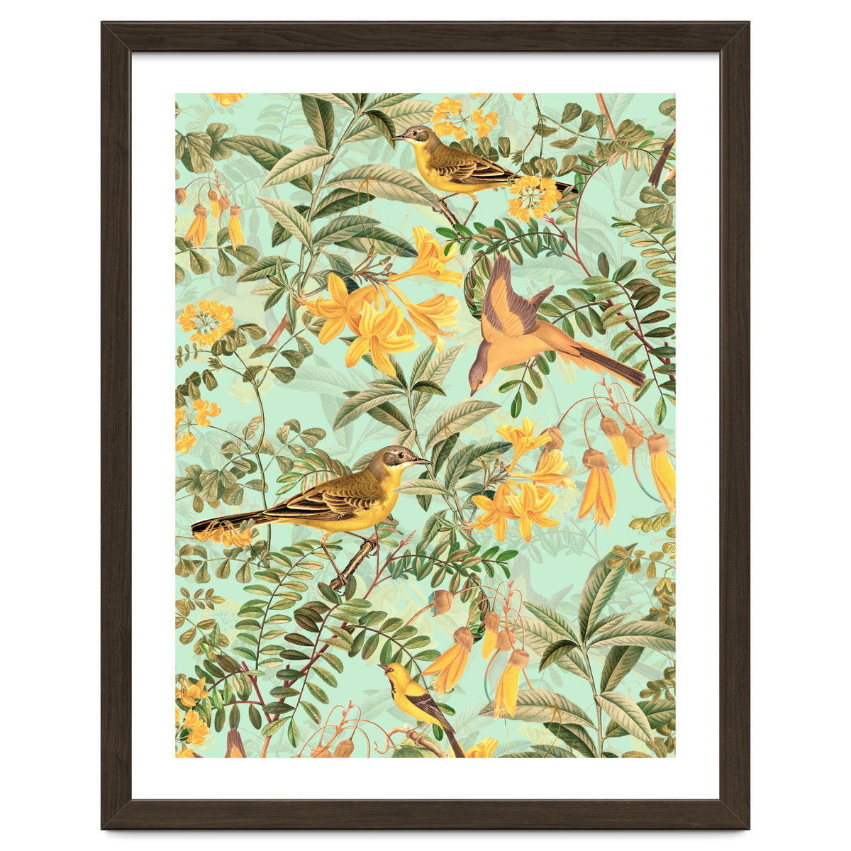 Yellow Birds in Tropical Jungle Paradise