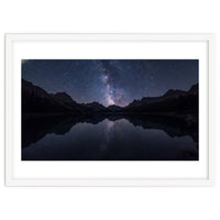 Starlit Reflection: Milky Way Over Mountain Lake