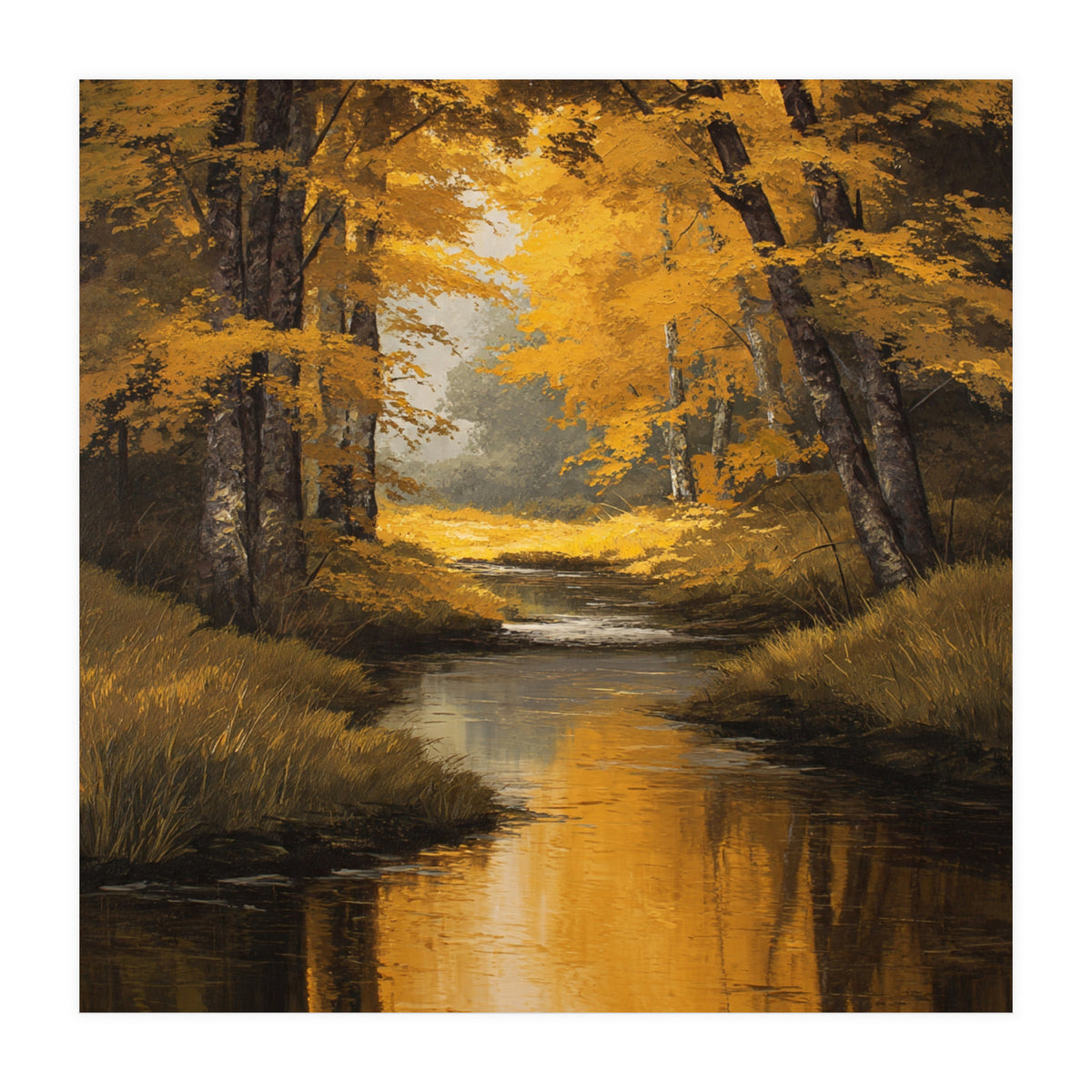 Golden Autumn Forest River (Print Only)