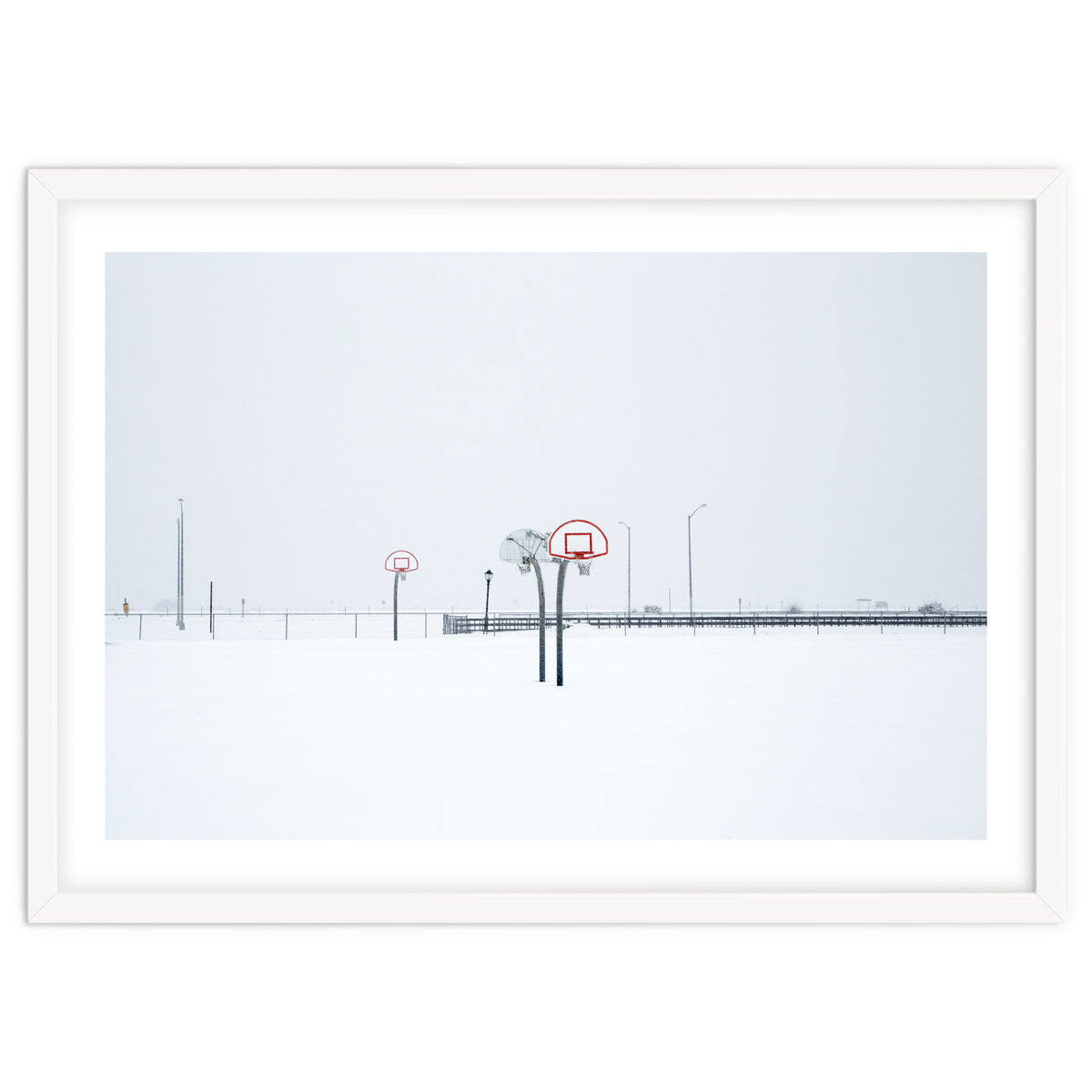 Snow-covered Basketball court