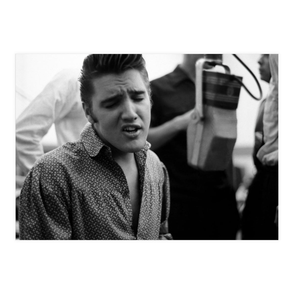The American singer Elvis Presley during a recording session in 1956. (Print Only)