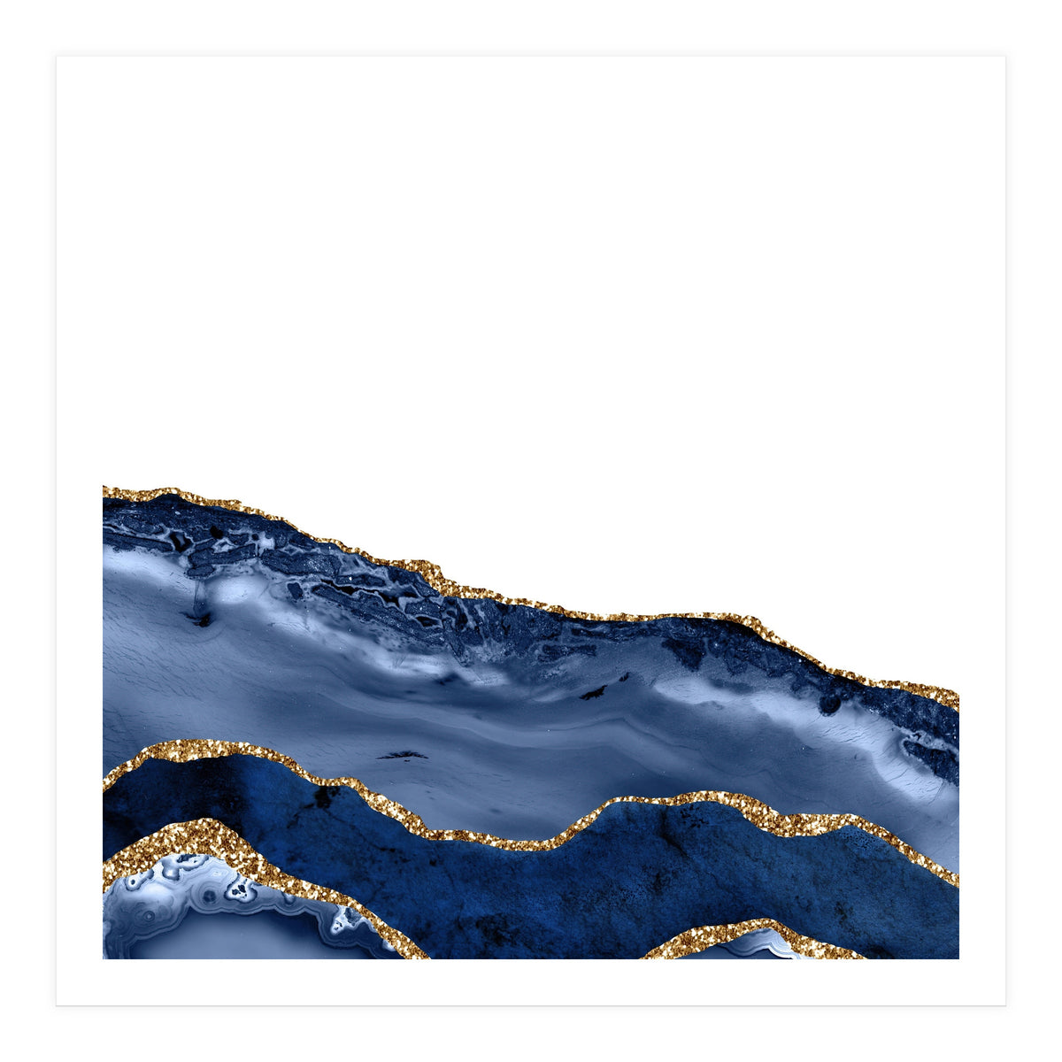 Navy & Gold Agate Texture 20  (Print Only)