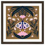Pink Moth with Flowers on a brown background thumbnail