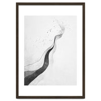 Abstract Black And White Ink Flowing Lines With Splatter