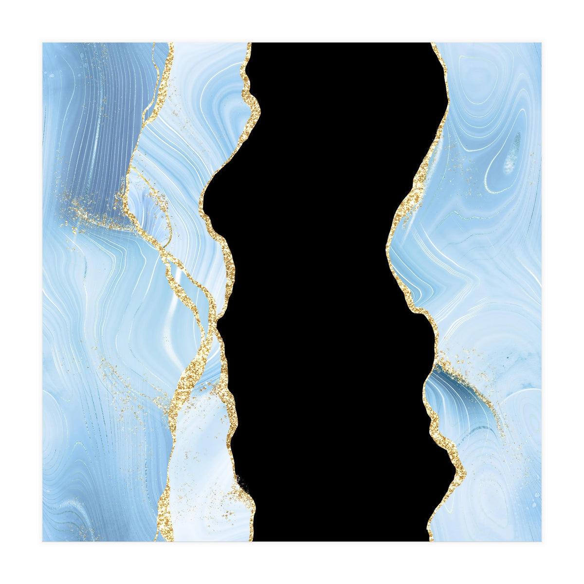 Blue & Gold Glitter Agate Texture 02  (Print Only)