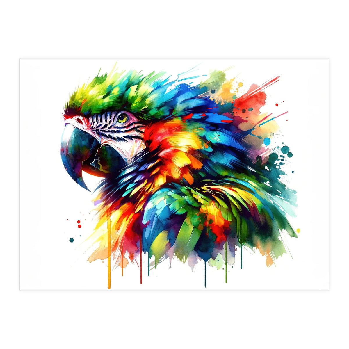 Vibrant Tropical Parrot Portrait (Print Only)