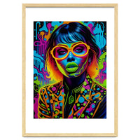 Girl In Glasses Neon Graffiti Art