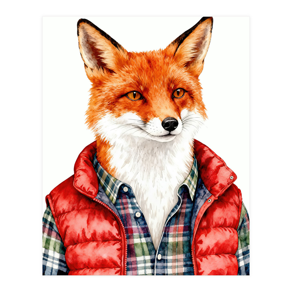Dapper Fox Portrait Puffer Wild Fashion  (Print Only)