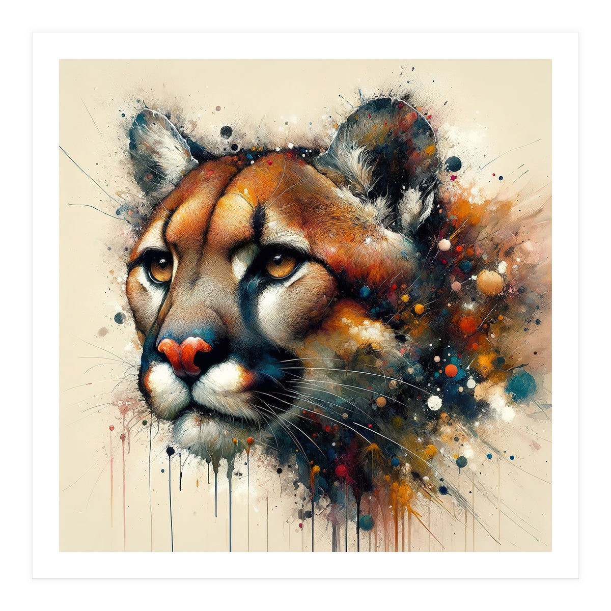 Watercolor Cougar Portrait (Print Only)