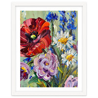 Vibrant Wildflower Meadow Oil Painting