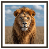Majestic Lion In African Savanna Under Blue Sky thumbnail